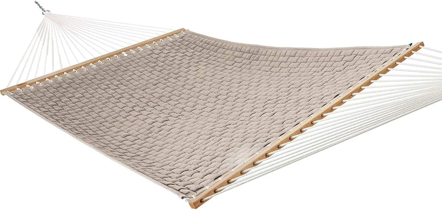 Hatteras Hammocks Antique Beige Soft Weave Hammock with Free Extension Chains & Tree Hooks, Handcrafted in The USA, Accommodates 2 People, 450 LB Weight Capacity, 13 ft. x 55 in.