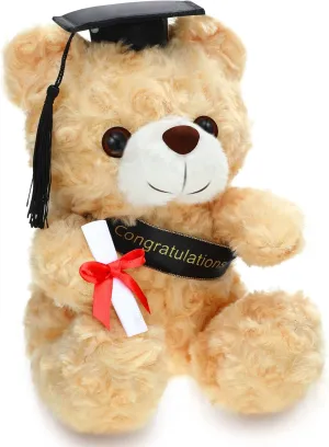 Haull Graduation Bear Class of 2024 Graduation Plush 9 Inch Graduation Bear Gift Kindergarten Graduation Stuffed Animal Graduation Doll with Diploma and Sash for Graduation Day Gift(Khaki)