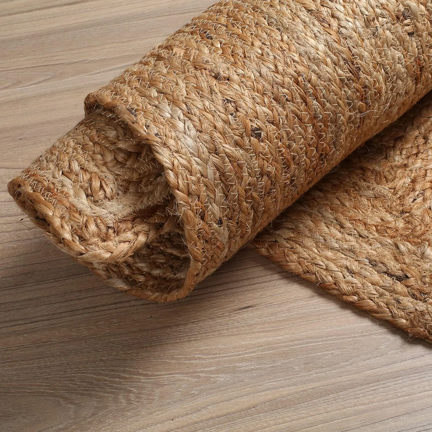 Hausattire Hand Woven Jute Braided Rug, 2'x3' – Natural, Reversible Boho Entry Area Rugs for Kitchen, Living Room I Farmhouse Indoor Outdoor Decorative Floor Rug, 24x36 Inches