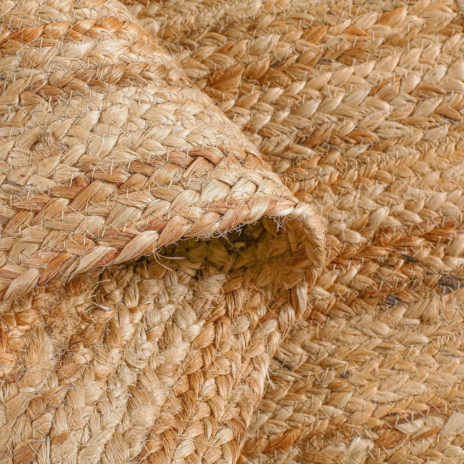 Hausattire Hand Woven Jute Braided Rug, 2'x3' – Natural, Reversible Boho Entry Area Rugs for Kitchen, Living Room I Farmhouse Indoor Outdoor Decorative Floor Rug, 24x36 Inches
