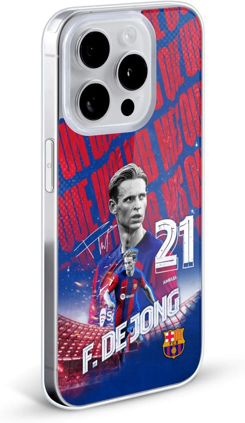 Head Case Designs Officially Licensed FC Barcelona Frenkie de Jong 2023/24 First Team Soft Gel Case [Military Grade Protection] Compatible with Apple iPhone 15