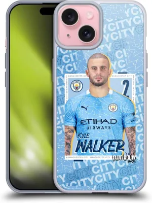 Head Case Designs Officially Licensed Manchester City Man City FC Kyle Walker 2020/21 First Team Gel Case [Military Grade Protection] Compatible with Apple iPhone 15 and Compatible with MagSafe
