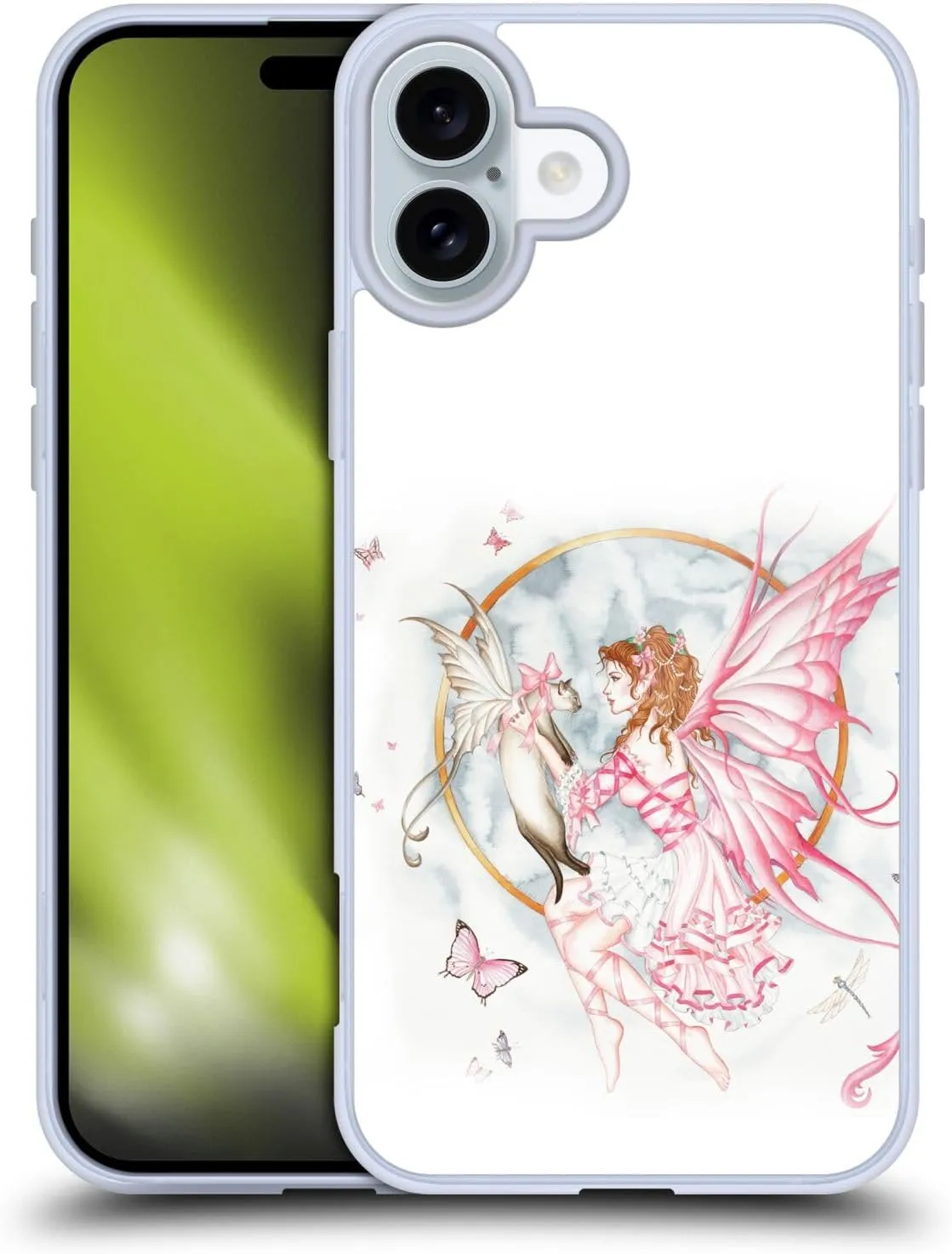 Head Case Designs Officially Licensed Nene Thomas The Gift Pink with Cat Fairies Soft Gel Case [Military Grade Protection] Compatible with Apple iPhone 16 Plus