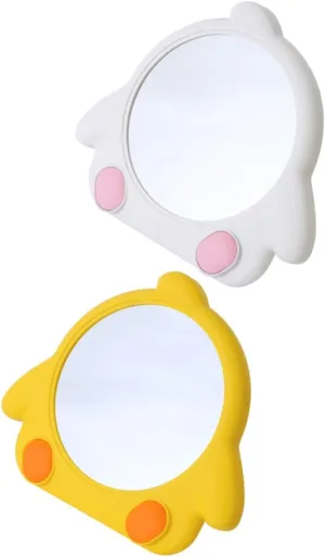 Hemoton 2Pcs Cute Cartoon Chick Desktop Makeup Mirror Foldable Hanging Cosmetic Mirror for Home Use High Definition Vanity Legs Legs