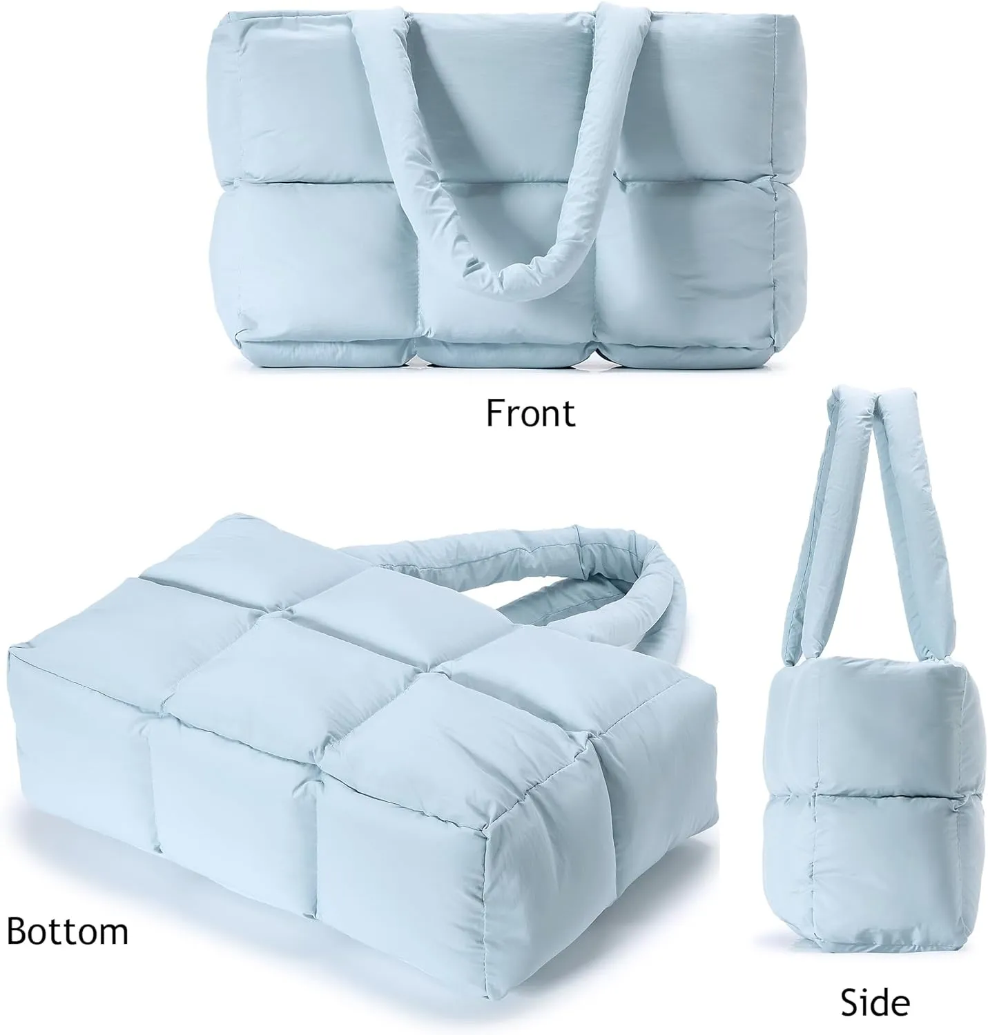 Herald Puffer Tote Bag for Women, Large Quilted Puffy Handbag Lightweight Satchel Purse for Work Travel Gym Shop