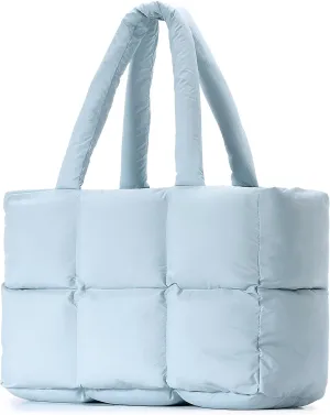 Herald Puffer Tote Bag for Women, Large Quilted Puffy Handbag Lightweight Satchel Purse for Work Travel Gym Shop