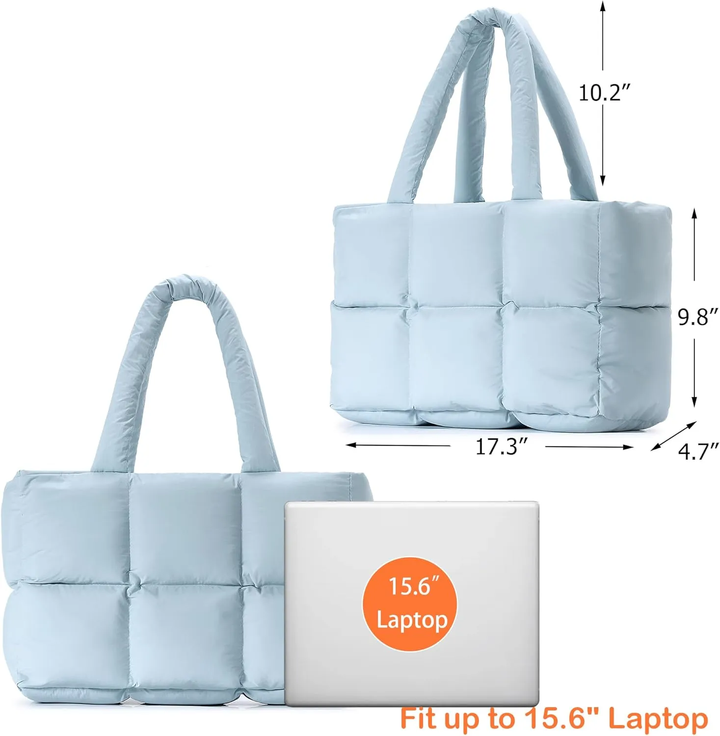 Herald Puffer Tote Bag for Women, Large Quilted Puffy Handbag Lightweight Satchel Purse for Work Travel Gym Shop