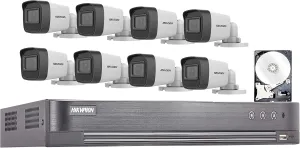 HIK 8CH 5MP HD Analog Surveillance Security Camera System Bundle Kit for Hikvision 8CH DVR with 4TB HDD 8X 5MP Outdoor Audio Bullet Cameras Audio & Video Recording Remote Access