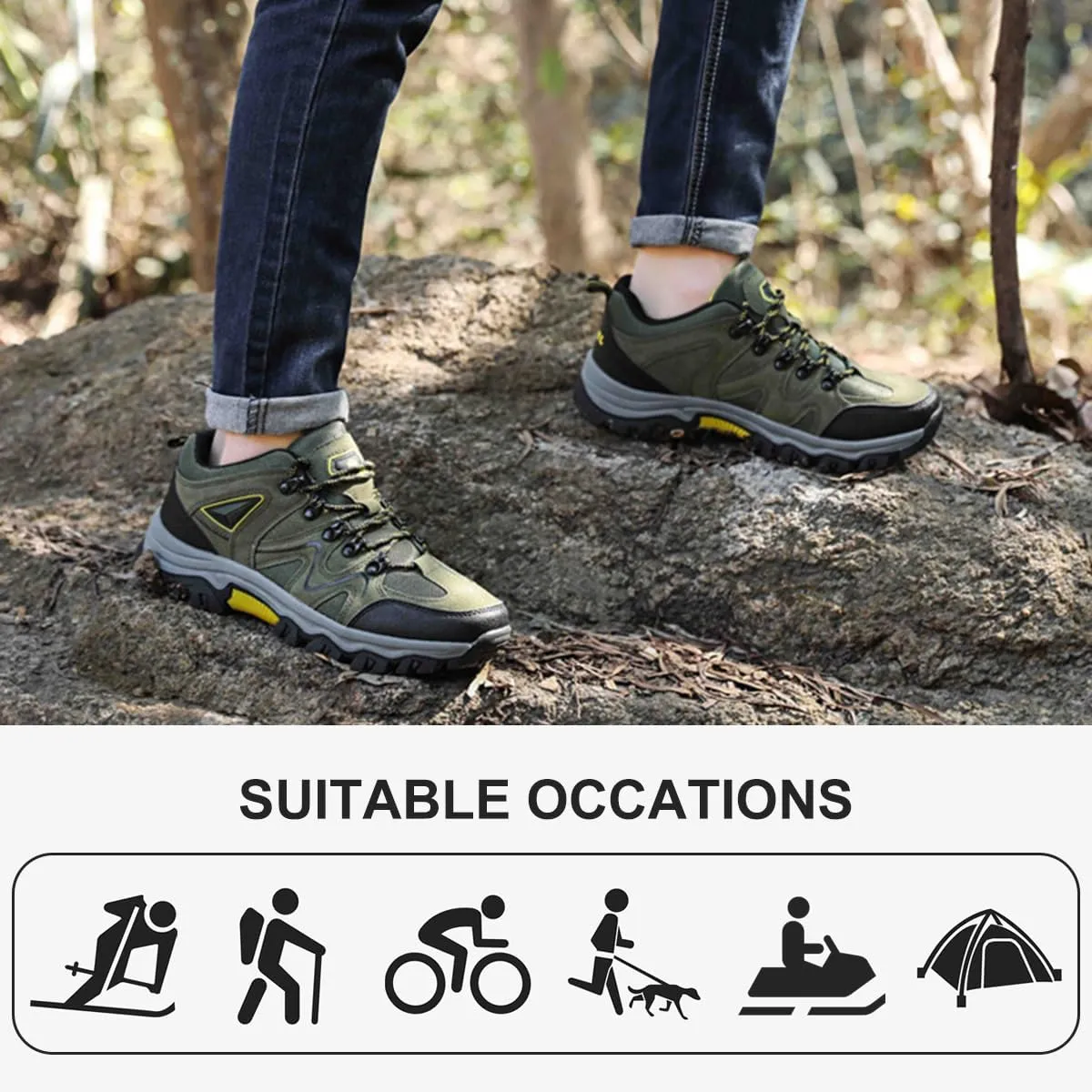 Hiking Shoes Mens Waterproof Mountain Trekking Shoes Men Breathable Walking Shoes Outdoor Sports Running Camping Climbing