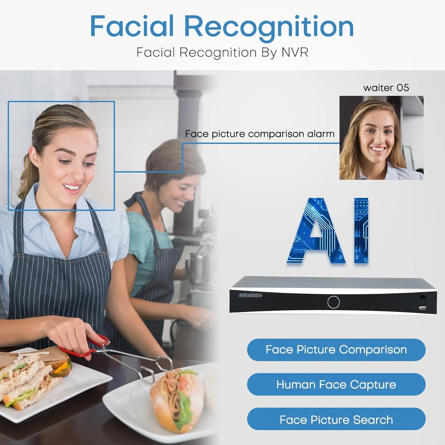 HIKV 16 Channel NVR Camera System Kit, DS-7616NXI-K2/16P 4K ACU-Sense 16 PoE NVR, 16X DS-2CD2183G2-IU 8MP VCA Mic Dome IP Cameras, Facial Recognition, AI Detection, Compatible for Hikvision(NO HDD)