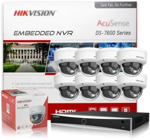 HIKV 8 Channel NVR System Kit, DS-7608NXI-K2/8P 4K ACU-Sense PoE NVR, 8X DS-2CD2183G2-LIS2U 8MP Mic IP Camera, Facial Recognition, Perimeter Protection, AI Detection, Compatible for Hikvision(NO HDD)