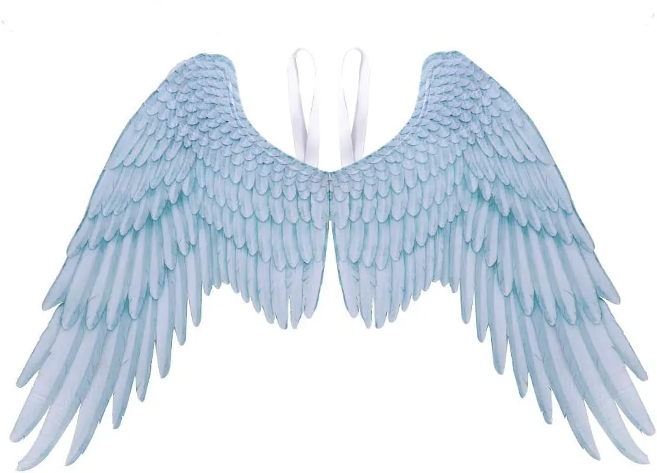 Himine Non-Woven Fabric Festive Party Angel Wings Suitable for Men and Women Decorative Wings (White Blue)