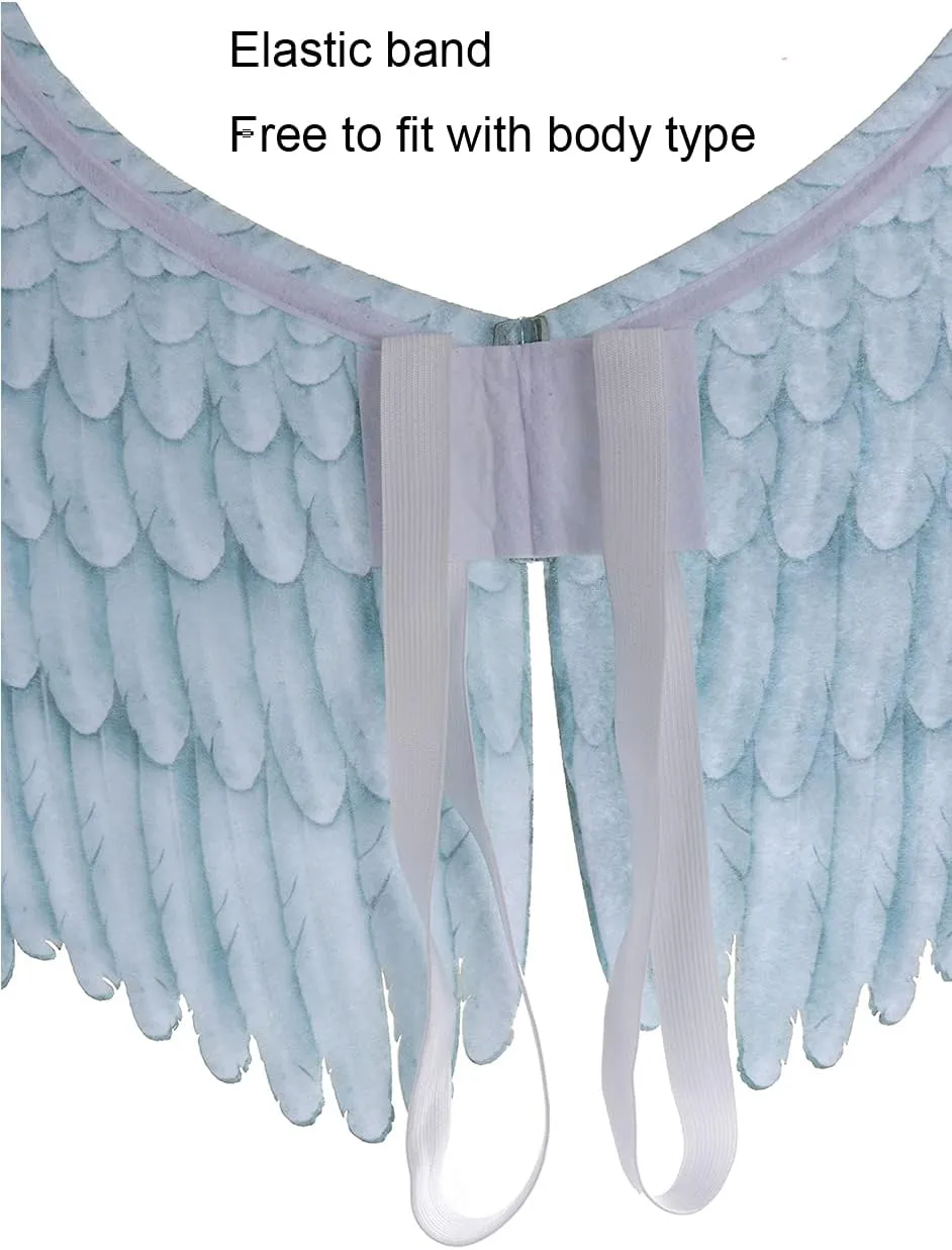 Himine Non-Woven Fabric Festive Party Angel Wings Suitable for Men and Women Decorative Wings (White Blue)