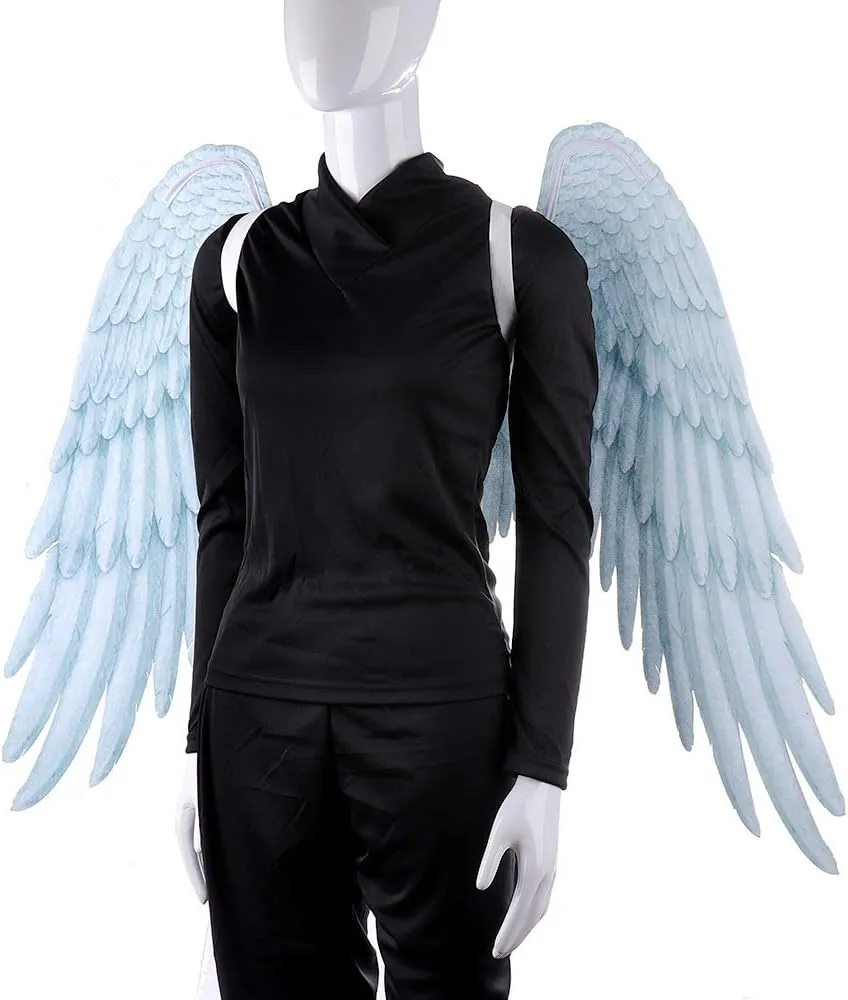 Himine Non-Woven Fabric Festive Party Angel Wings Suitable for Men and Women Decorative Wings (White Blue)