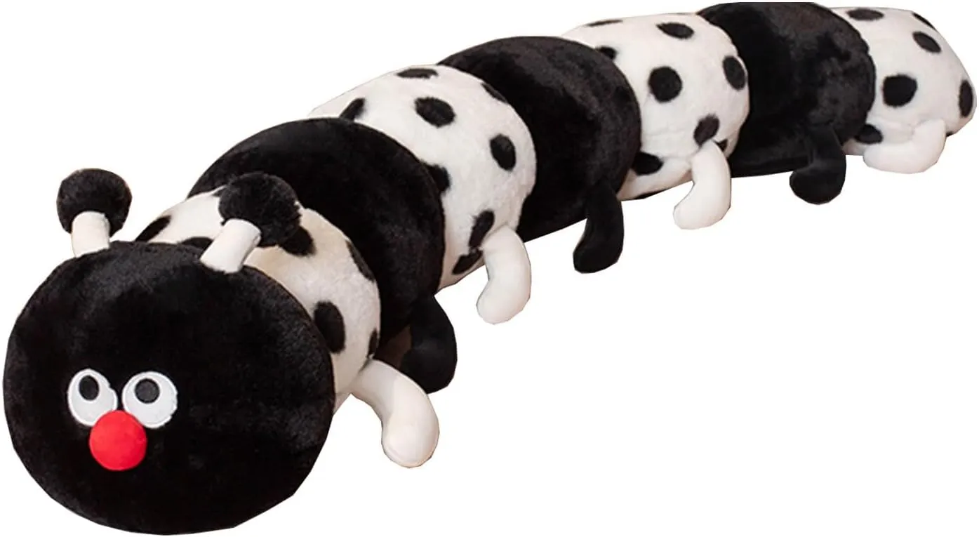 Hofun4U Caterpillar Stuffed Long Plush Pillow - Home Decoration Christmas Birthday for Kids Adults (Black,47 inch)