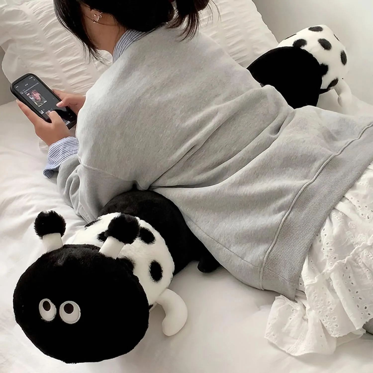 Hofun4U Caterpillar Stuffed Long Plush Pillow - Home Decoration Christmas Birthday for Kids Adults (Black,47 inch)