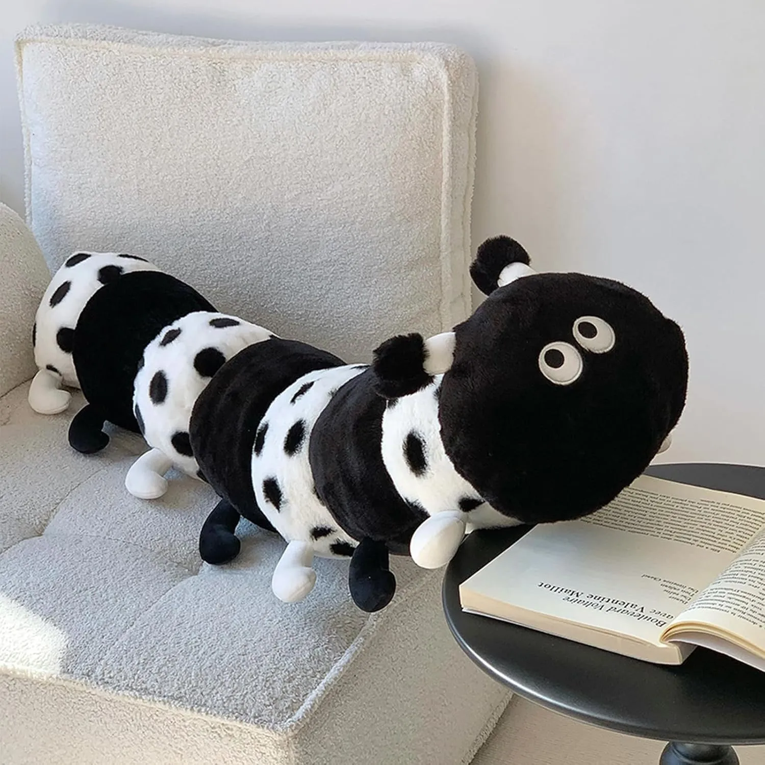 Hofun4U Caterpillar Stuffed Long Plush Pillow - Home Decoration Christmas Birthday for Kids Adults (Black,47 inch)
