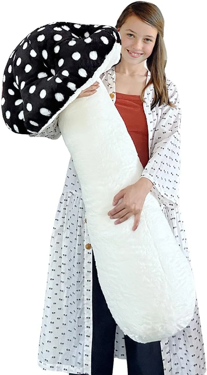 Hofun4U Giant Mushroom Plush Pillow - 51 inch Mushroom Shaped Stuffed Long Body Pillow - Polka Dot Mushroom Plush - Christmas Birthday Gifts Choice Home Decoration (Black) (Hofun-flumush-Black-130)