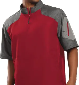Holloway Raider Pullover Cage Jacket - Weather-Resistant Quarter Zip Athletic Wear with Sleeve Pocket