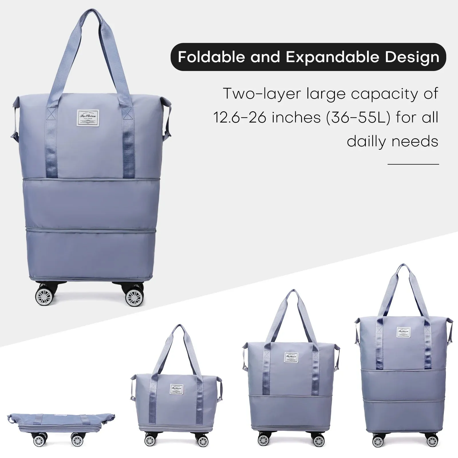 Home.co - Expandable Travel Bag With Wheels - Random Color