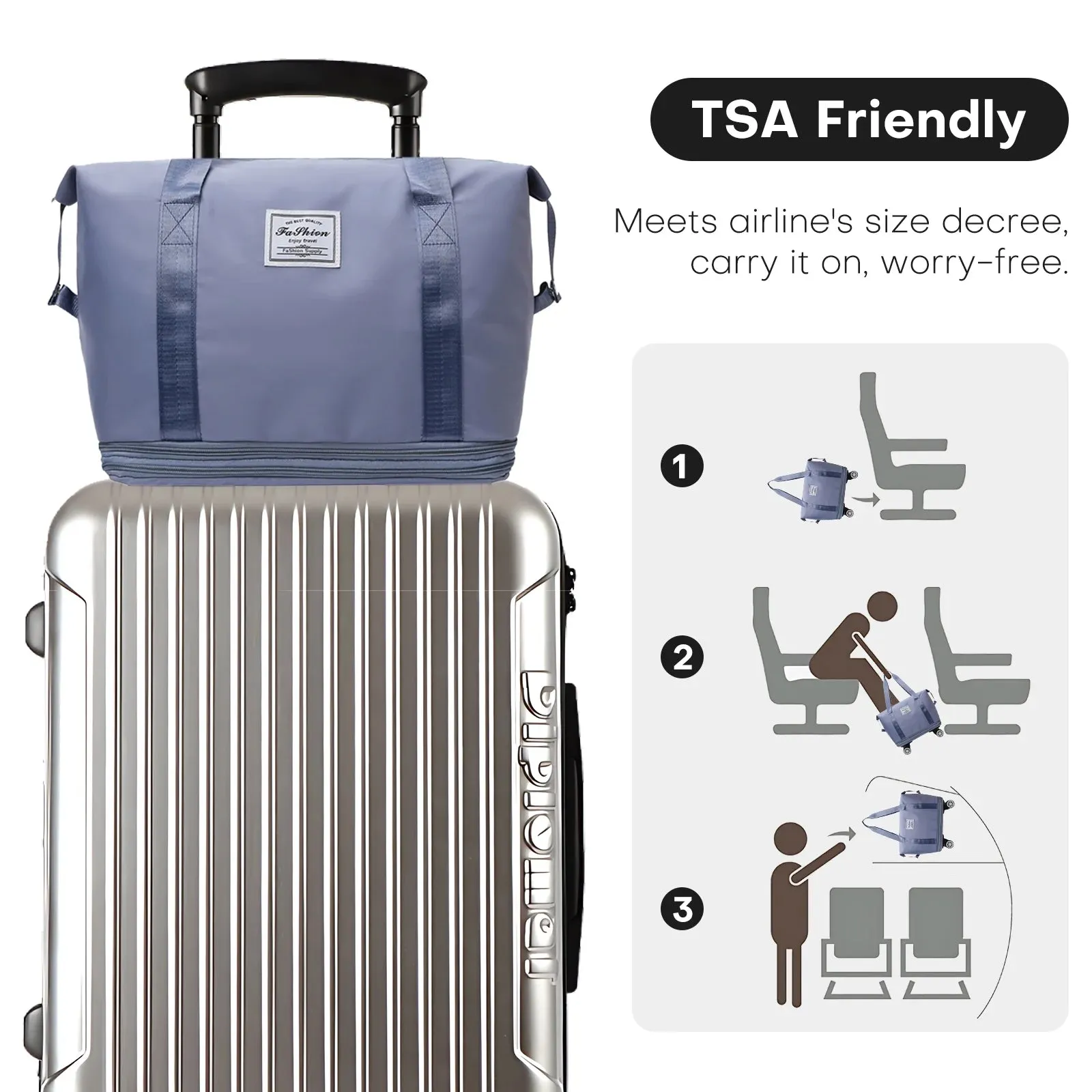 Home.co - Expandable Travel Bag With Wheels - Random Color