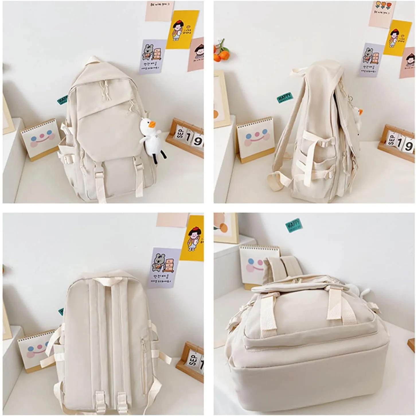 Honkai Star Rail Backpack Women Men Unisex Robin Rucksack Aventurine Firefly Bag HSR Kawaii Backpack (White-Bailu)