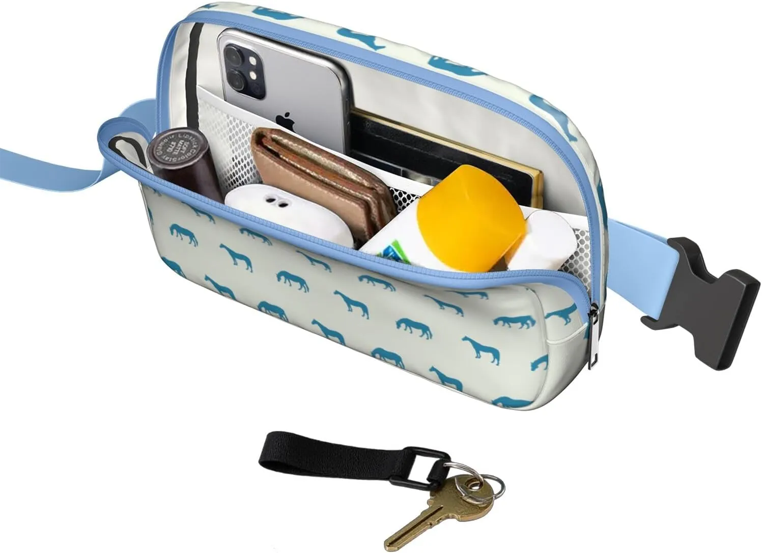 Horse Mini Belt Bag for Men Women Pony Floral Waist Packs Crossbody Bags Adjustable Strap for Hiking Cycling Sports