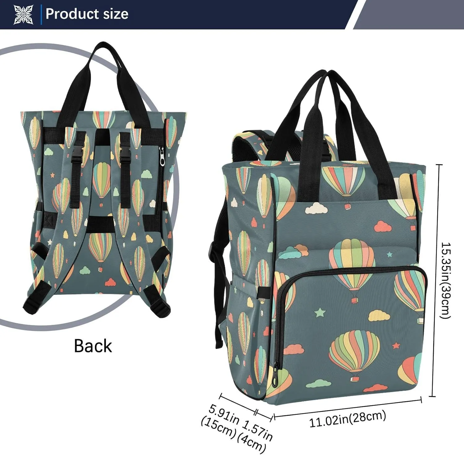 Hot Air Balloon Diaper Bag Backpack, Mommy Bag, Multifunctional Diaper Bag, Travel Backpack, Large Capacity Diaper Bag