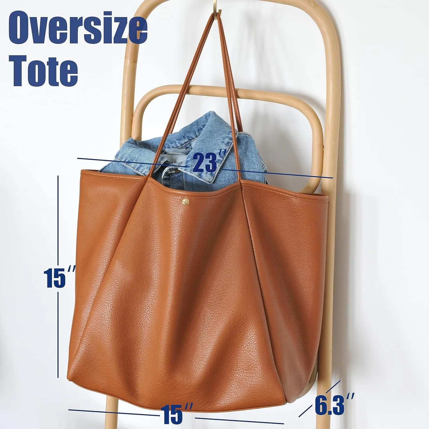 HOXIS Oversize Pu Leather Tote Women Weekender Bag Shopper Handbag Travel Purse