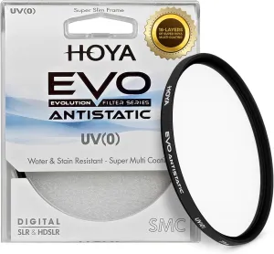 Hoya EVO Antistatic 105mm UV Filter — Camera Filters with 16-Layer SMC Coating, 5mm Thick, UV Optical Glass for Superior Resolution - Dust, Stain & Scratch-Resistant for Clear & Distortion-Free Images