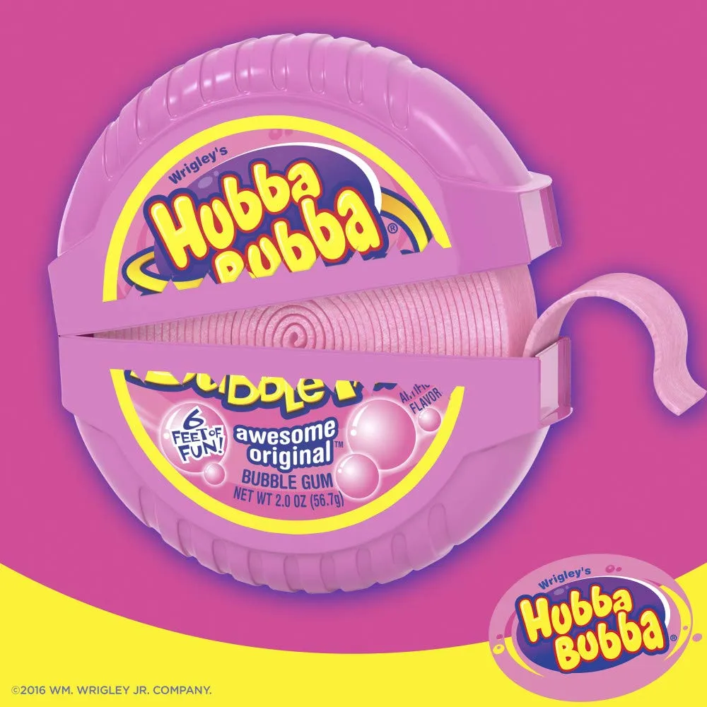 HUBBA BUBBA Gum Tape - Original Bubble Gum Bulk Pack, 2 oz, Pack of 6 Candy Bulk