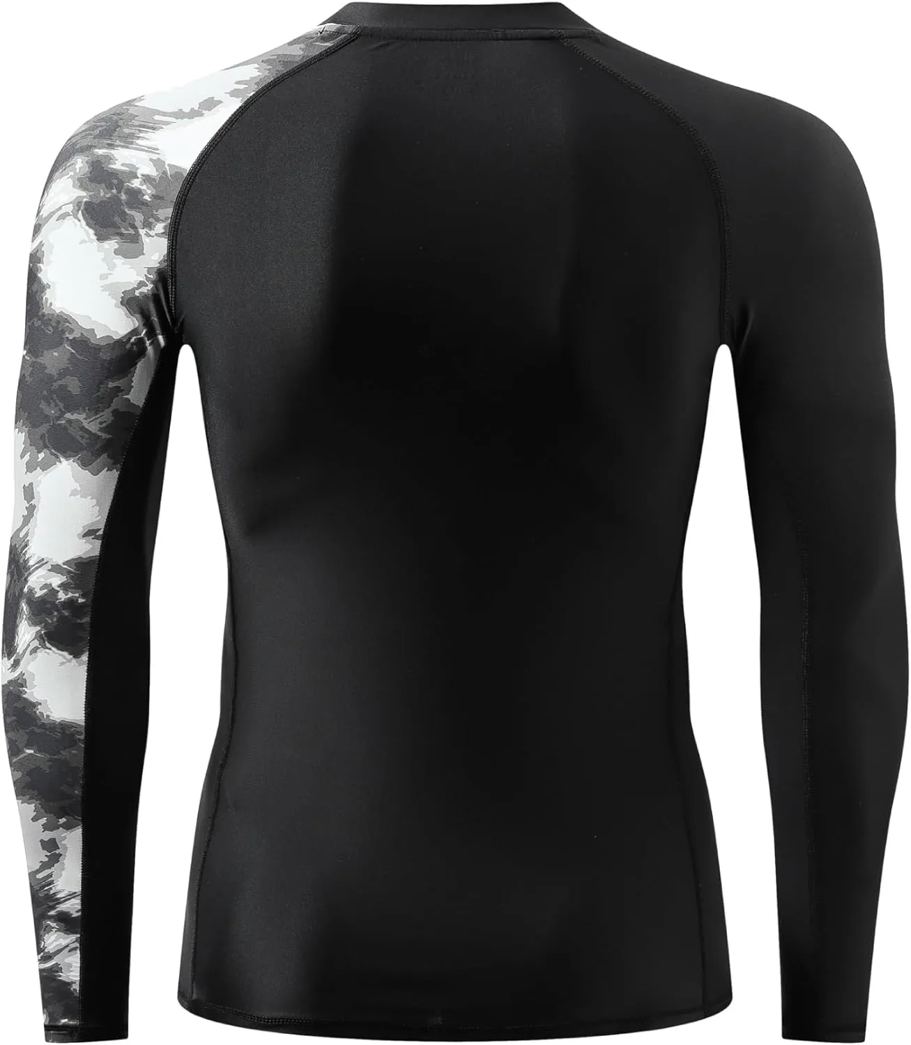 HUGE SPORTS Men's Rash Guard Long Sleeves UPF 50  UV Sun Protection Quick Drying Splice Compression Swim Shirts