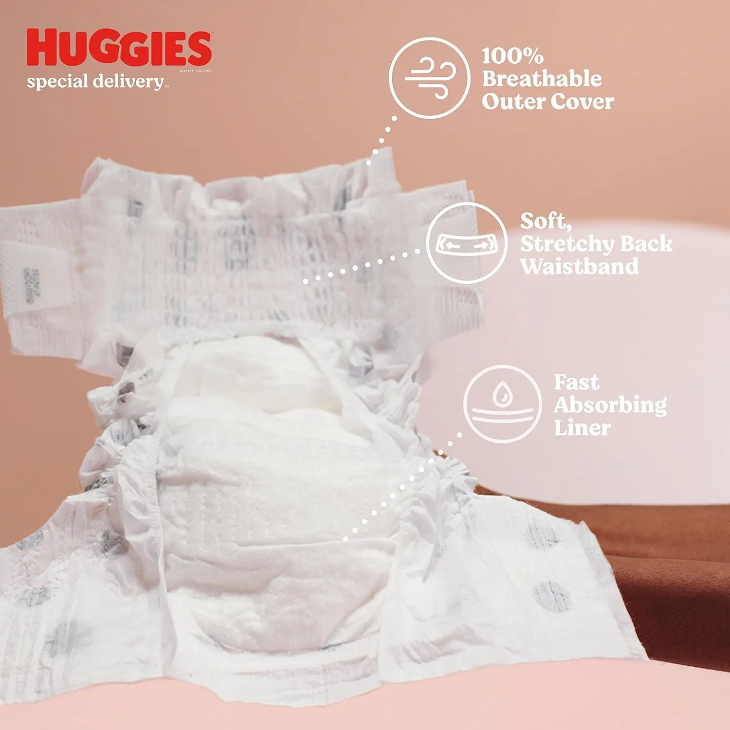 Huggies Special Delivery Hypoallergenic Baby Diapers Size Newborn (up to 10 lbs), 132 Ct, Fragrance Free, Safe for Sensitive Skin