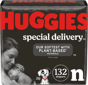 Huggies Special Delivery Hypoallergenic Baby Diapers Size Newborn (up to 10 lbs), 132 Ct, Fragrance Free, Safe for Sensitive Skin