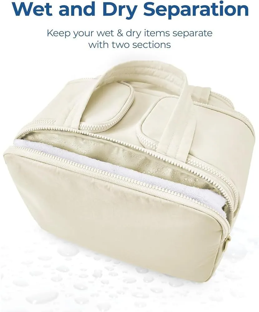 Humidity Travel Cosmetic Bag, Large Capacity Wide-Open Travel Cosmetic Bag, multi-functional toiletry bag,For Womentraveling, Essentials Toiletries. (Light purple)