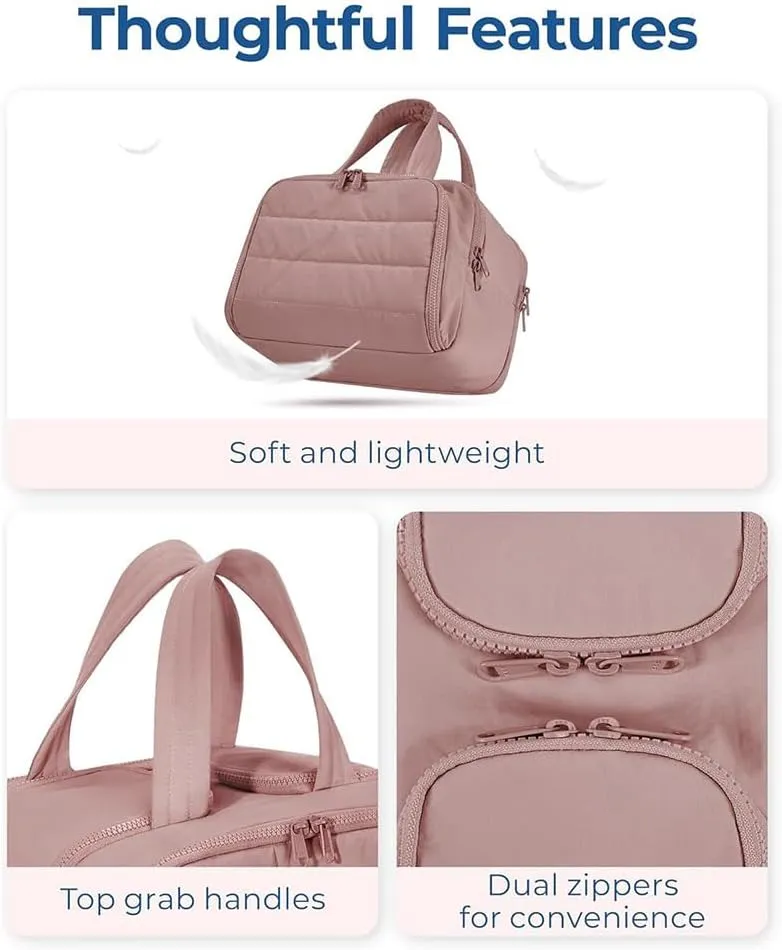Humidity Travel Cosmetic Bag, Large Capacity Wide-Open Travel Cosmetic Bag, multi-functional toiletry bag,For Womentraveling, Essentials Toiletries. (Light purple)