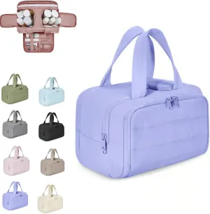 Humidity Travel Cosmetic Bag, Large Capacity Wide-Open Travel Cosmetic Bag, multi-functional toiletry bag,For Womentraveling, Essentials Toiletries. (Light purple)