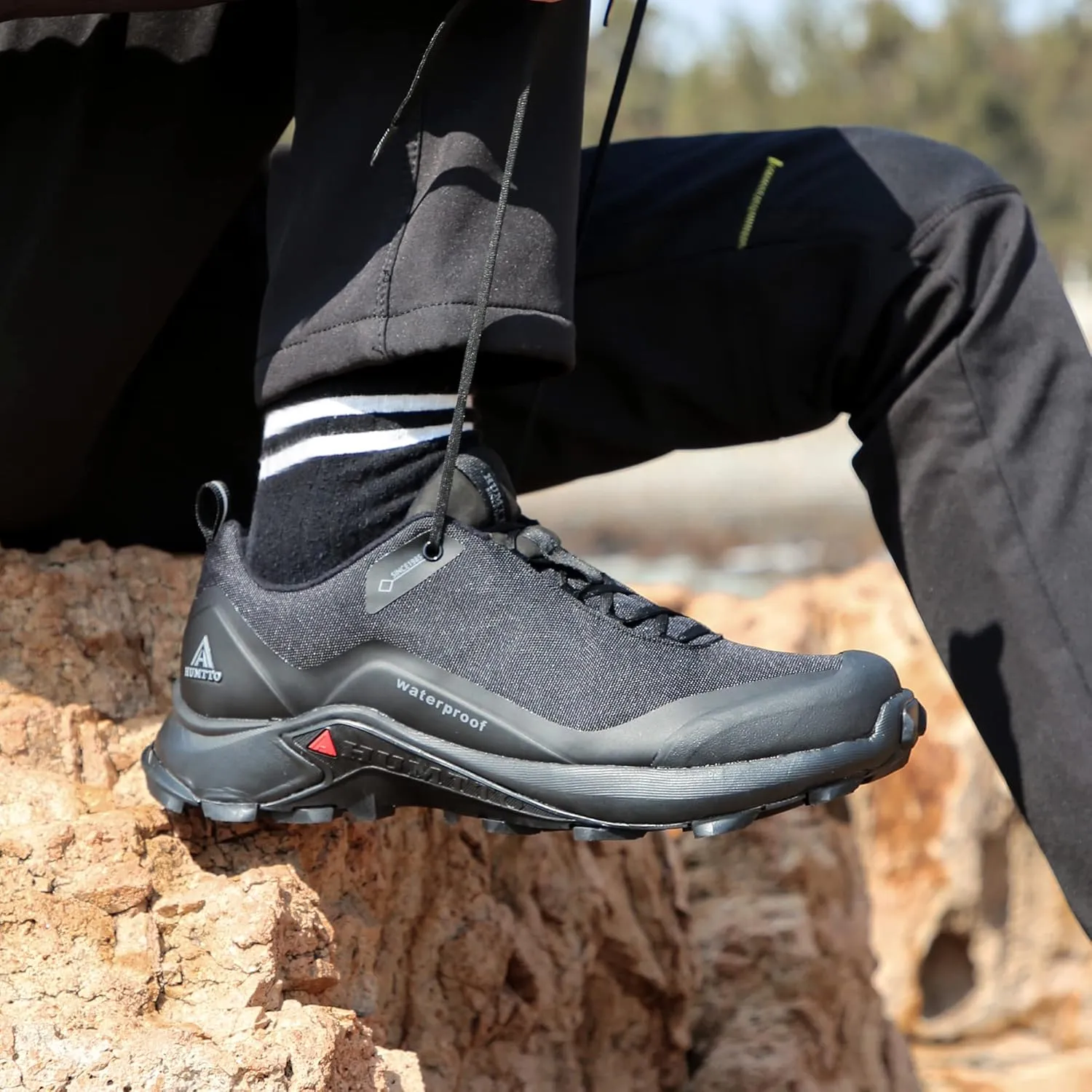 HUMTTO Men's All-Terrain Waterproof Hiking Shoes Lightweight Breathable Trekking Anti Slip Outdoor Trails Shoes