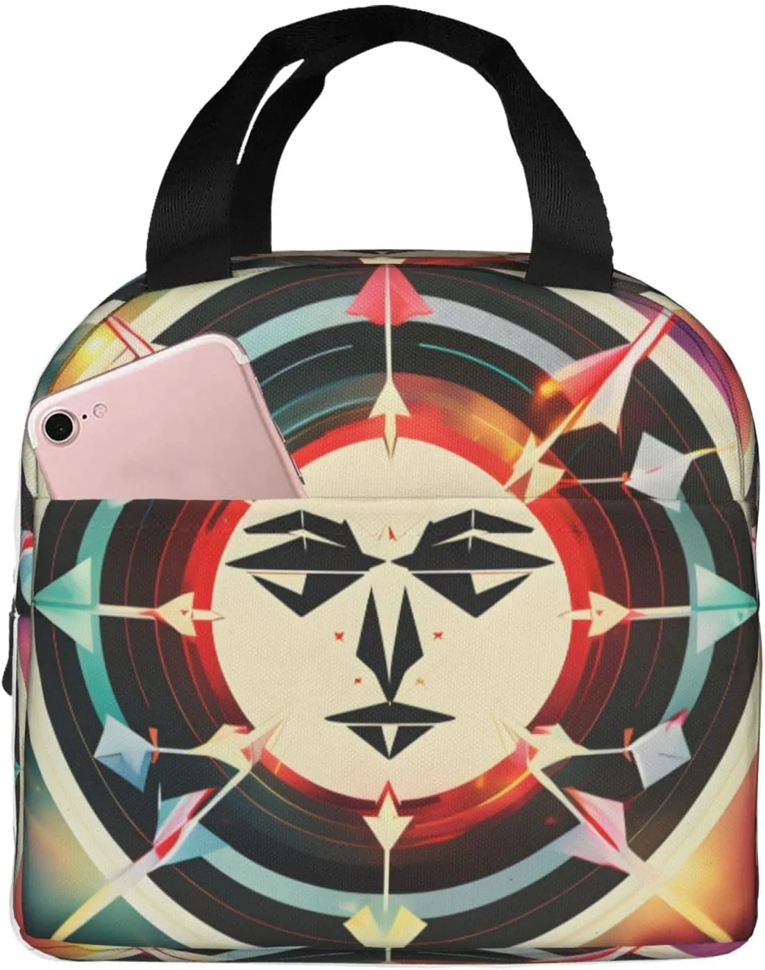 Hunting Arrows Triangles Deer Print Lightweight Insulated Lunch Bag Beach Trips Work Hiking Camping Daily Organization