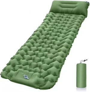 HXBER Inflatable Mattress, Lightweight Camping Mat with Air Pillow Portable Air Mattress Waterproof Backpacking Sleeping Pad