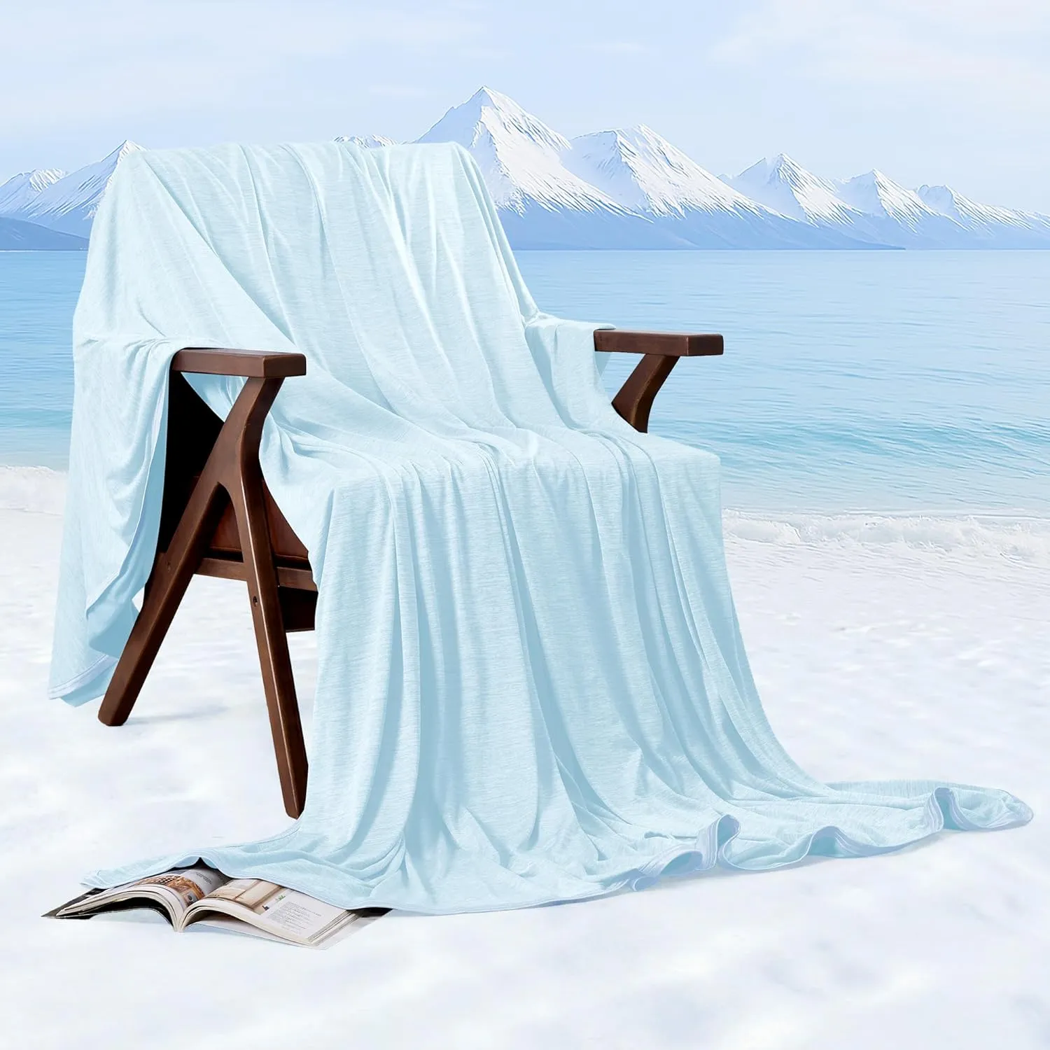 HYLEORY Cooling Blankets for Hot Sleepers, Cool Summer Blanket Keep Body Cool for Night Sweats Double Sided Lightweight Breathable Blanket for Bed Couch Sofa, Queen (90"x90"), Light Blue