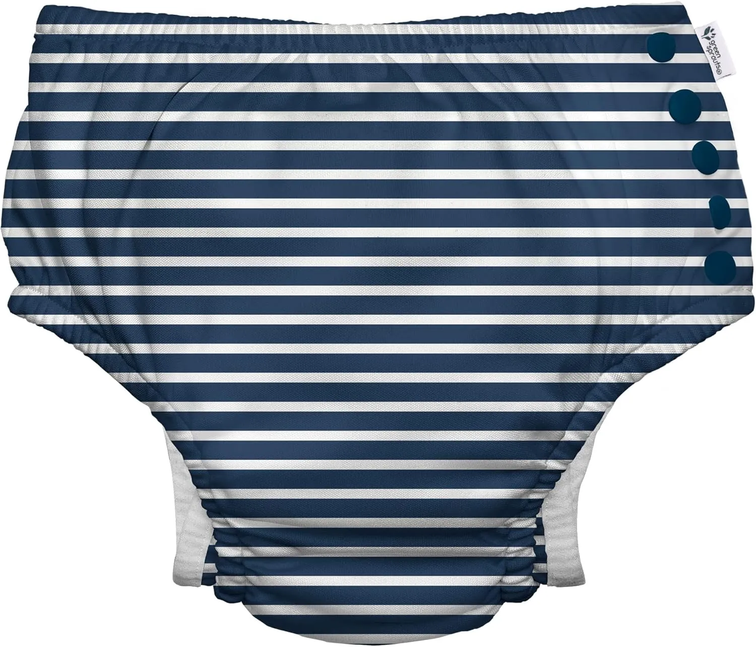 i play. by green sprouts Reusable, Eco Snap Swim Diaper with Gussets, UPF 50, 24 mo, Navy Stripes, Patented Design, STANDARD 100 by OEKO-TEX Certified