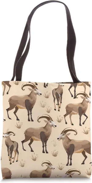Ibex Cartoon Animal Wildlife Pattern Tote Bag