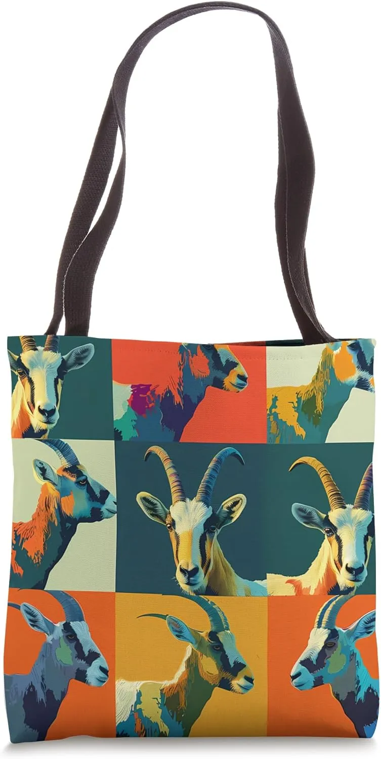 Ibex Color Block Animal Wildlife Pattern Tote Bag