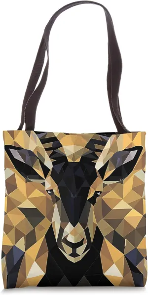 Ibex Geometric Animal Wildlife Pattern Tote Bag