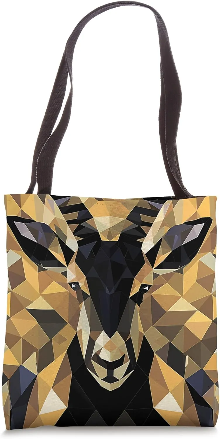 Ibex Geometric Animal Wildlife Pattern Tote Bag