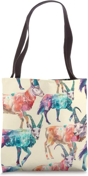 Ibex Pastel Animal Wildlife Pattern Tote Bag