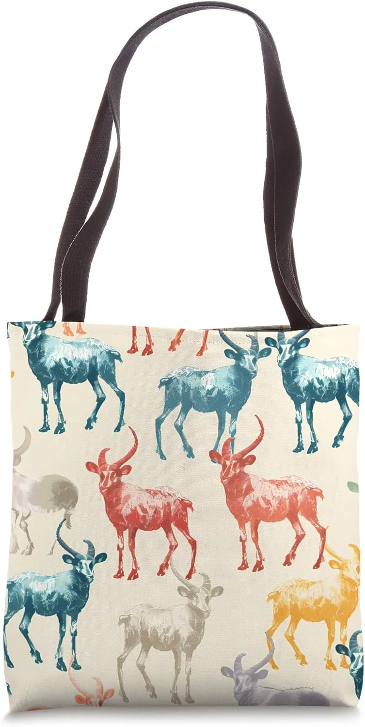Ibex Pastel Animal Wildlife Pattern Tote Bag
