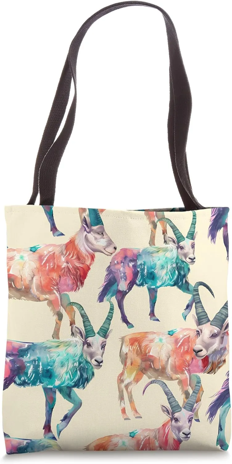 Ibex Pastel Animal Wildlife Pattern Tote Bag