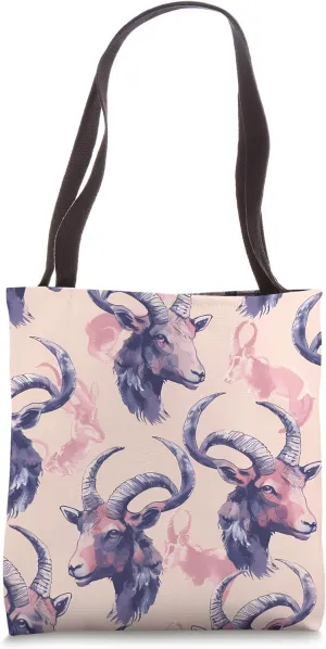 Ibex Pastel Animal Wildlife Pattern Tote Bag
